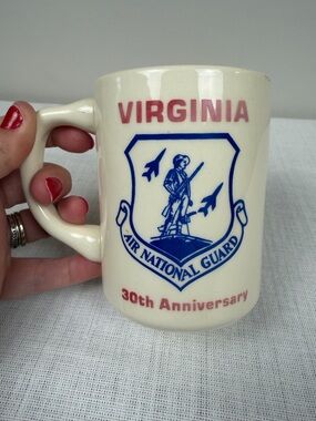 Vintage Virginia Air National Guard 30th Anniversary Ivory Ceramic Mug USA